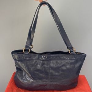Latico Navy Faux Leather Shoulder Bag with Removable Zipper